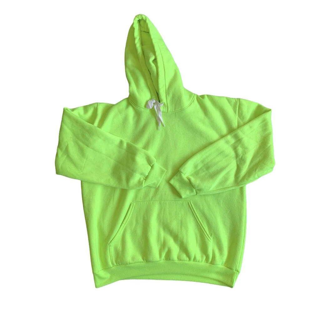 ESSENTIAL BLANK Hoodie Mens XL Neon Green USA